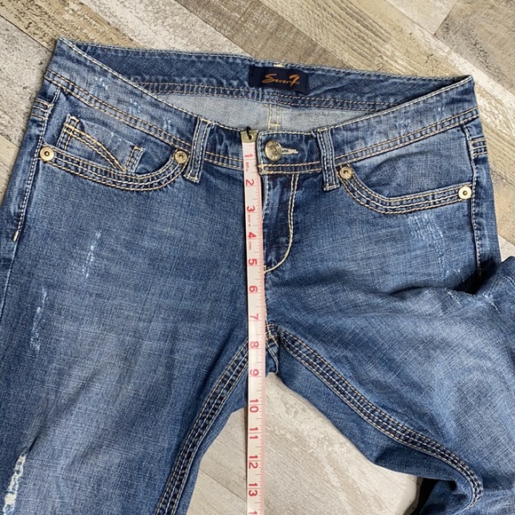 Women's Seven7 Flare Leg Factory Distressed Jeans - Picture 4 of 12